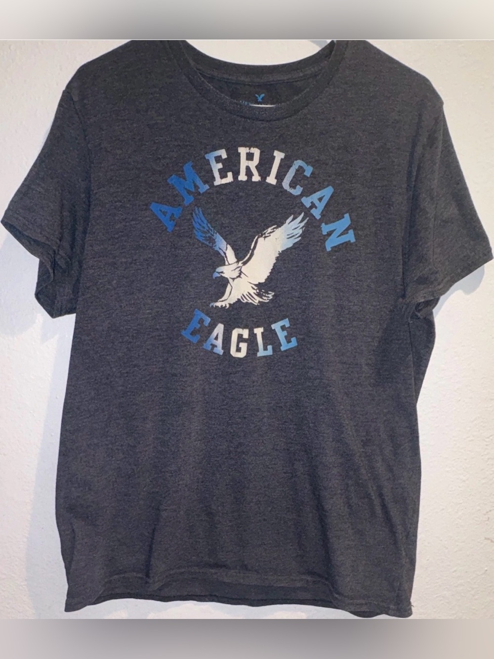 American Eagle Men's Gray Graphic Logo Eagle Crew Neck T-Shirt Size L